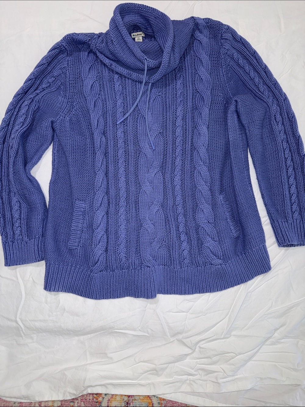 NWOT- L.L. Bean Cable Knit Cowl Sweater in Periwinkle